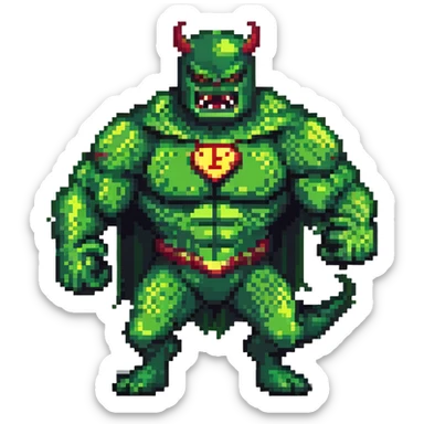 Abomination vs Hulk, green superhero fighting scaly monster villain sticker