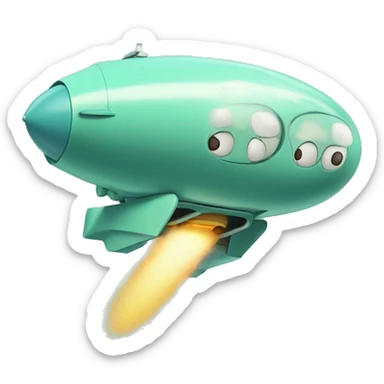 Squidward 2D cartoon flying ontop of a rocket  sticker