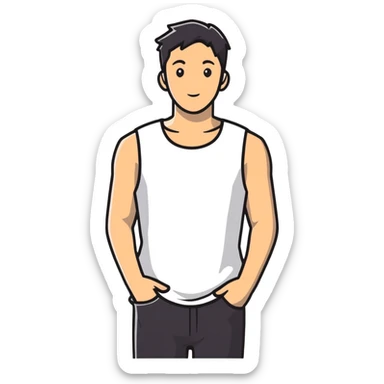 white sleeveless T-shirt sticker