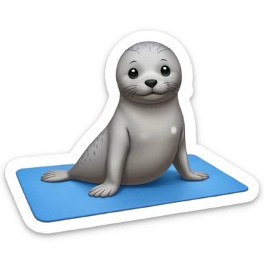 Seal on a yoga mat on the beach sticker