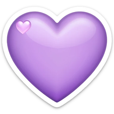 A light purple heart emoji that has the same shape as a normal heart emoji and light reflecting is from the tip of the heart and not in a circular  shape sticker