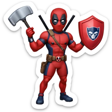 Deadpool with the New England patriots uniform sticker