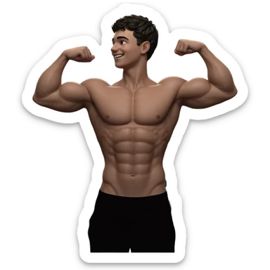 muscular boy in kitchen sticker