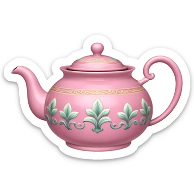 Pink steaming and boiling  tea pot with smoke sticker