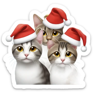 3 cats wearing Santa hats  sticker