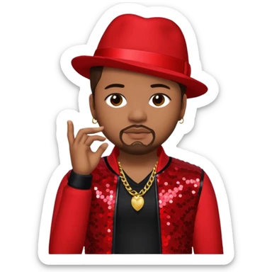 The-Dream, R&B Singer (b.1977) with dark brown hair, red sequin tour outfit  sticker
