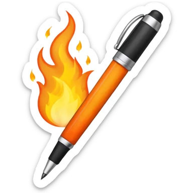 Pen on fire sticker
