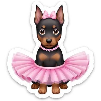 Doberman puppy wearing a tutu sticker