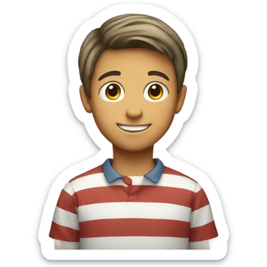 smiling boy in striped shirt sticker