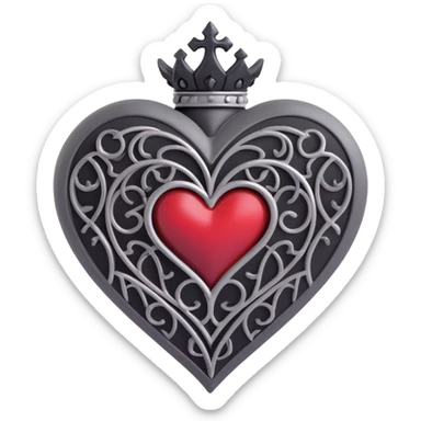 gothic heart with black and silver accents, no moon sticker