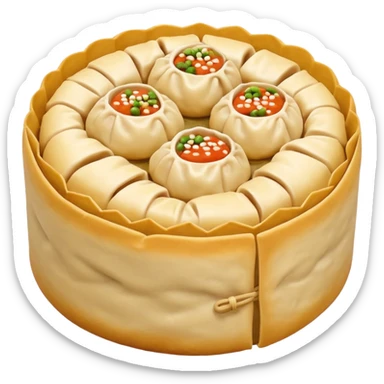 siu mai (a type of dim sum, just 1 cube of white color fish patty wrapped by yellow dough, leaving only the top part unwrapped, shape looks like short cylinder shape) sticker