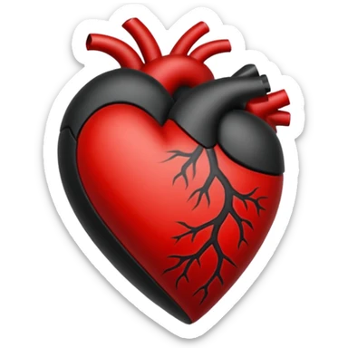 Black and red heart tattoo style sticker