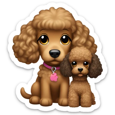 Cocker-poodle dog that is brown held by a Chinese girl with long black hair    sticker