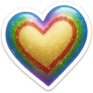 glittery rainbow heart sticker