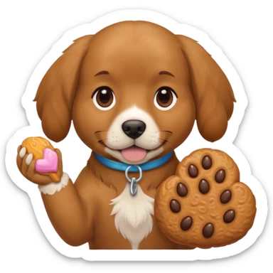 trainer hand holding a treat in front of a dog sticker