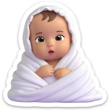 lightly tanned baby swaddled in a white blanket sticker