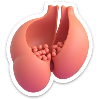 Medical style 3D illustration of PCOS (Polycystic Ovary Syndrome) with highlighted polycystic ovaries, including captions in Italian, aspect ratio 2:3. sticker