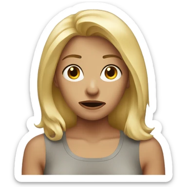 Blonde woman frustrated  sticker