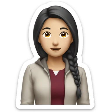 Asian collge girl in burgundy outfit sticker