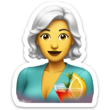 woman with cocktail sticker