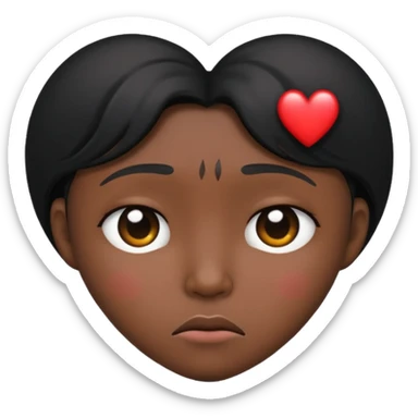 A frowny Face with a heart above one eye and a tear under the other sticker