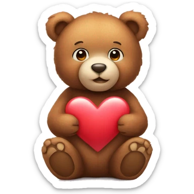 Teddy bear with a heart in his hands sticker