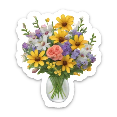 Beautiful Greeting card with flowers on the cover sticker