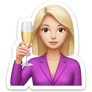 white woman hand with light pink nails holding champagne glass sticker