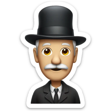 old man with a bowler hat and a small mustache  sticker