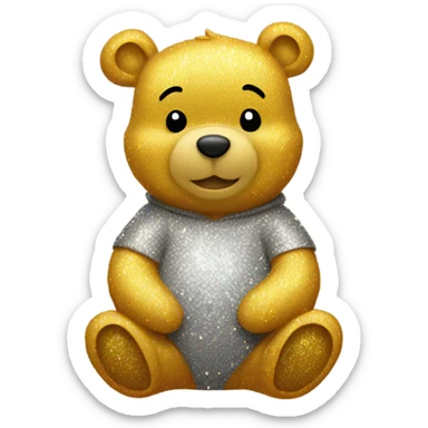 Pooh bear with glitter  sticker