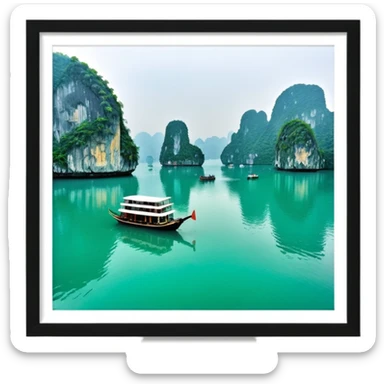 ha long  bay with a white border sticker