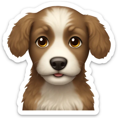 Create a puppy with brownish white fluffy fur with dark brown eyes and small pup  sticker