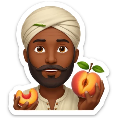 Indian man with a beard eating a juicy peach sticker