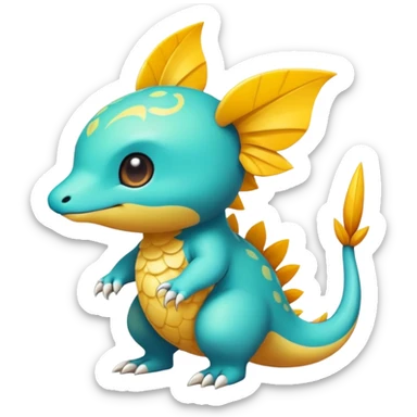 Randomly-colored exotic chibi Fakémon-creature sticker