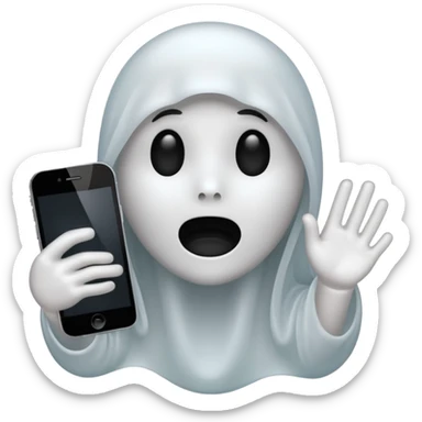 ghost emoji with a phone beside sticker