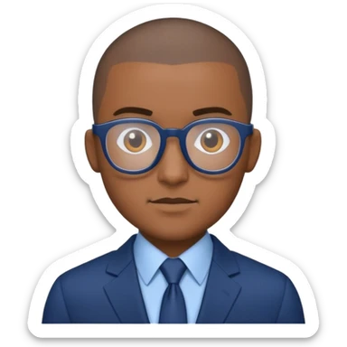 Buzz cut Puerto Rican male with and glasses and dark blue business suit  sticker
