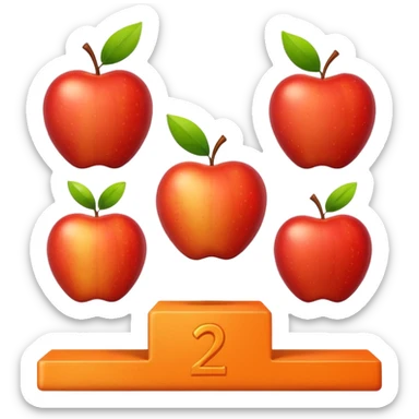 medal podium where 2nd and 3rd place are apples and 1st place is an orange sticker
