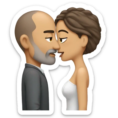 Big kiss from a brown hair husband to grey hidjab wife sticker