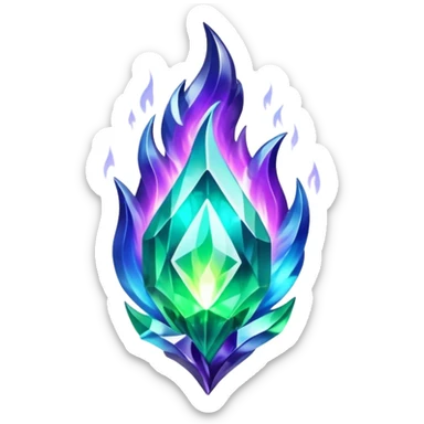 Shiny epic green blue and purple flame crystal  sticker