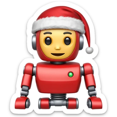 robot with a santa hat  sticker