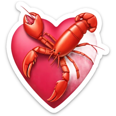 valentine heart card with lobster sticker