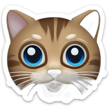 Gato gordo, de ojos azules, de pelaje beige con ligeras lineas marrones y cola peludaarron oscuro navegando en un barquito sticker