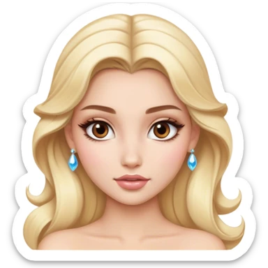 blonde model with brown eyes, luxury makeup, disney princess sticker