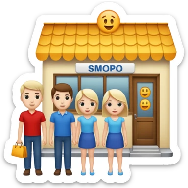 Only two grown characters + shop building sticker