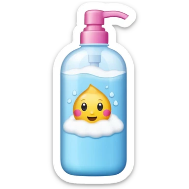 Bottle with a sticker for bath foam   sticker