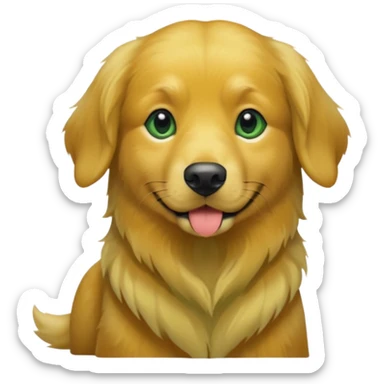 green dog extra furry golden retriever. The dog fur is green. Green is hex code 10462E sticker
