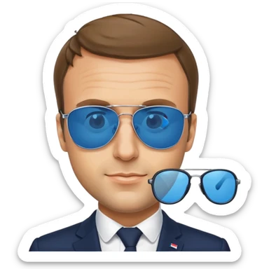 Emmanuel macron with blue sunglasses sticker