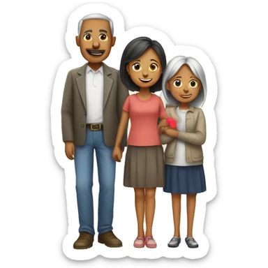 Family with 60 years father, mother 40 years, girl 9 years  sticker