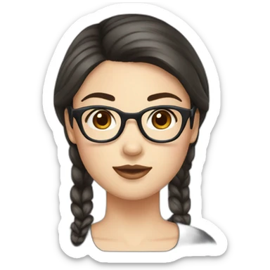 Girl dark hair chignon glasses akita sticker