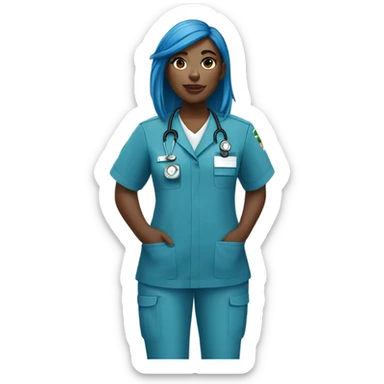 Paramedic black woman with blue hair sticker